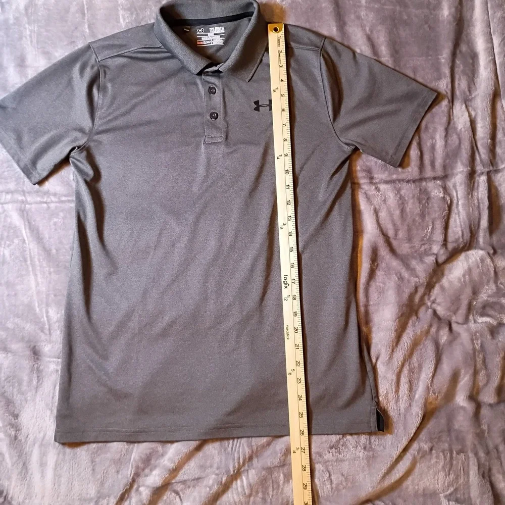 Under Armour Boys HeatGear Loose Performance Polo‎ Shirt Charcoal Gray Youth XL - Picture 7 of 9